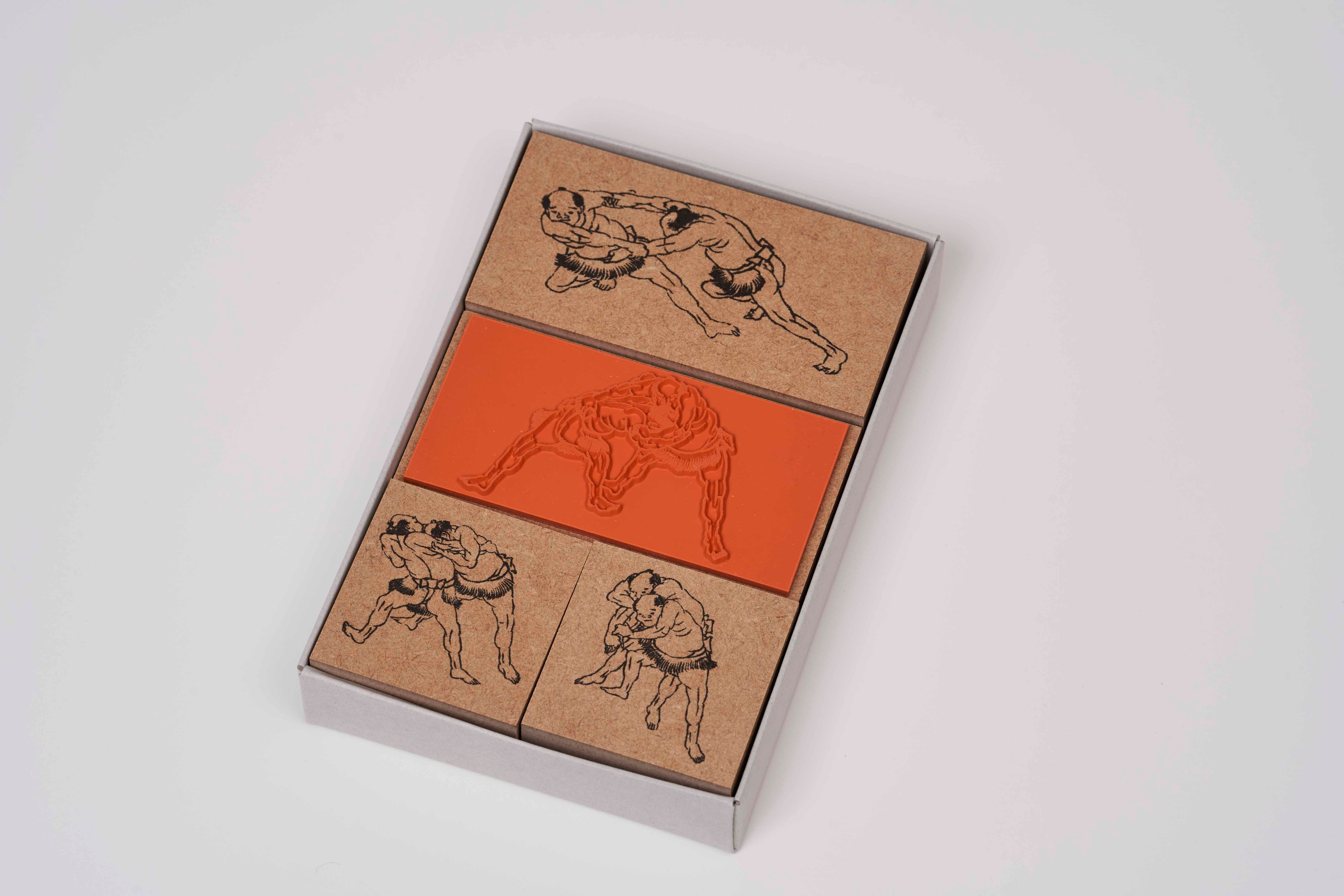 Hokusai - Sumo Rubber Stamp