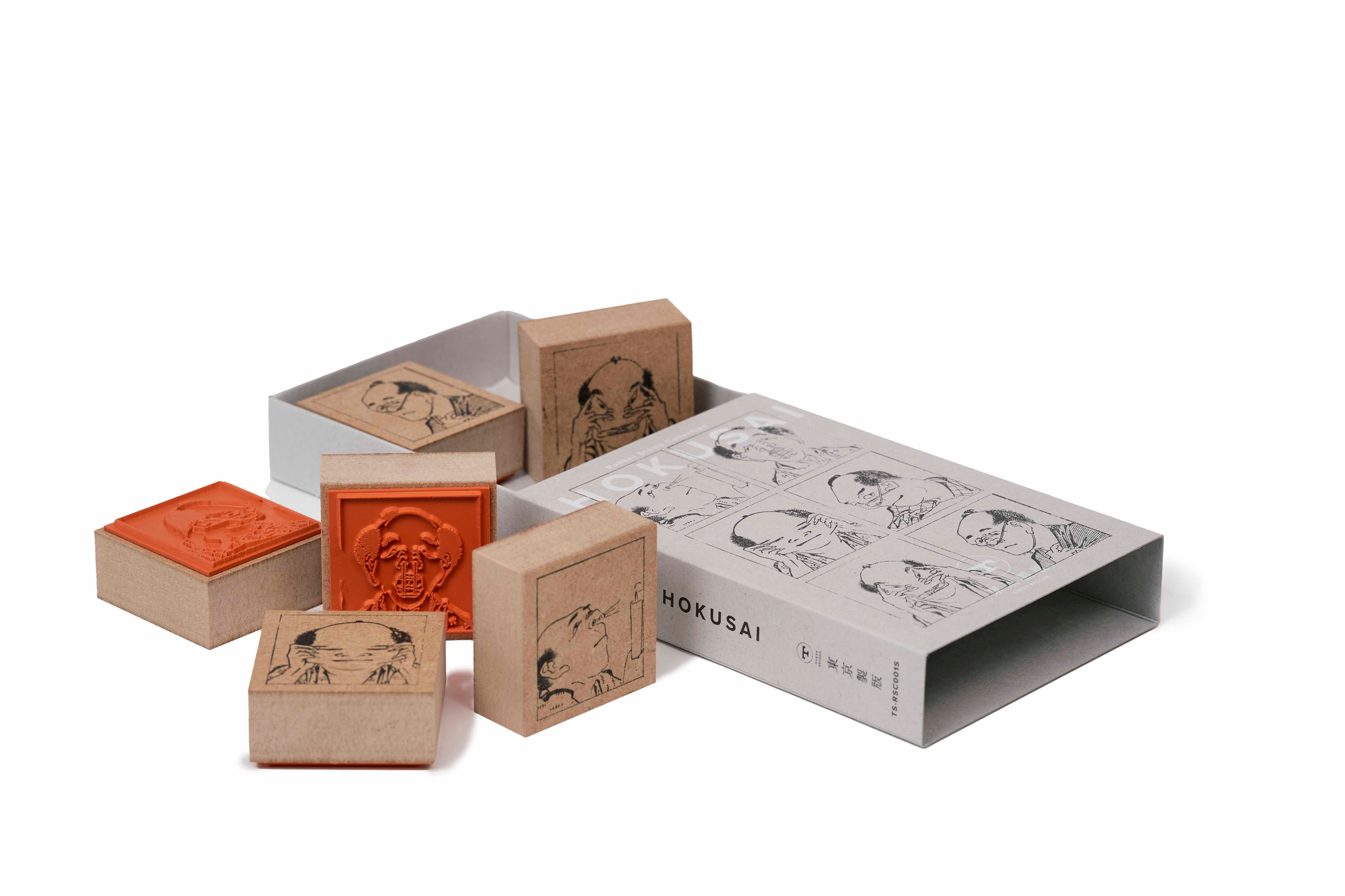 Hokusai Hyakumen Show (Hundred Faces) Rubber Stamp Set