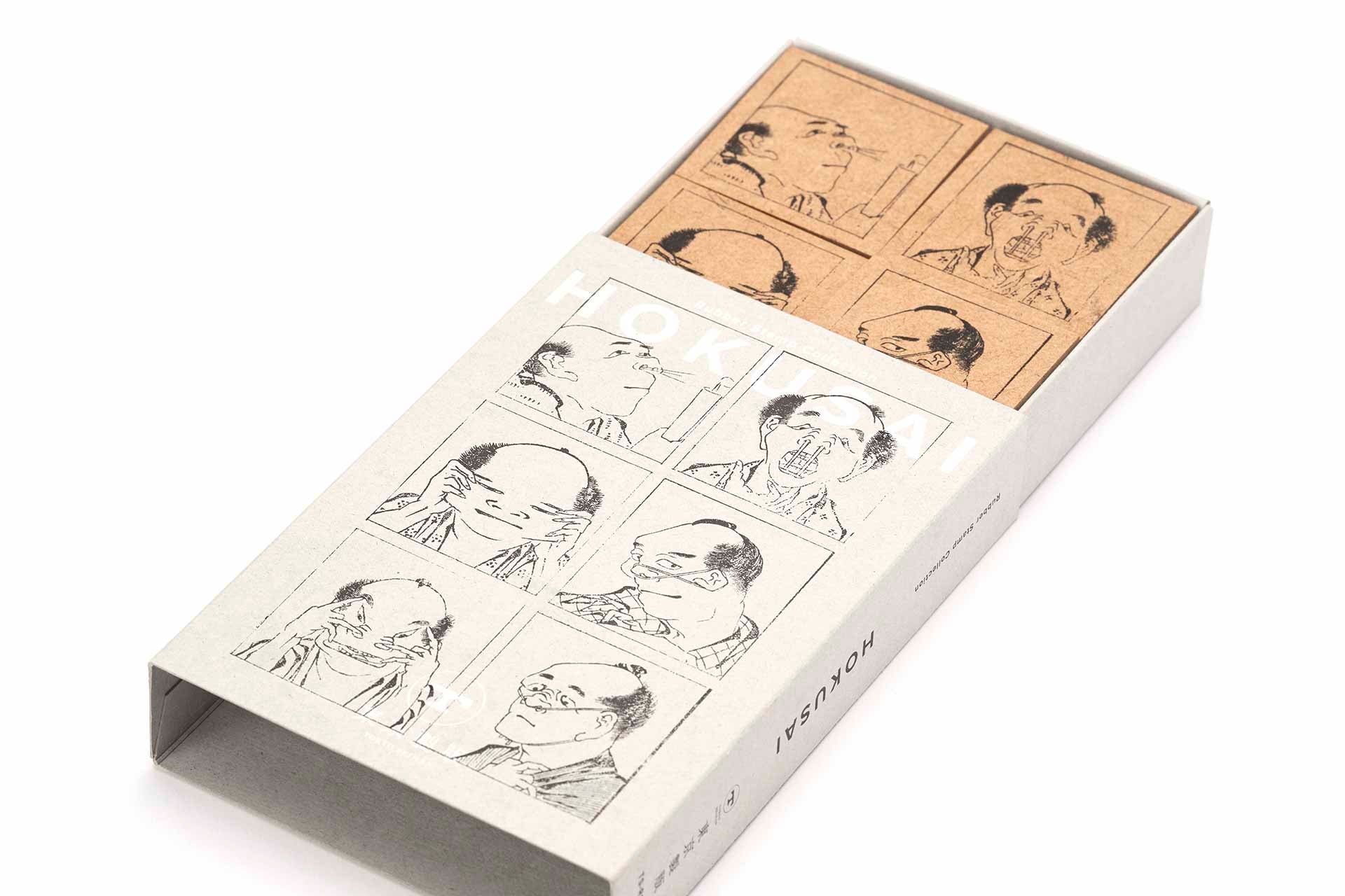 Hokusai Hyakumen Show (Hundred Faces) Rubber Stamp Set